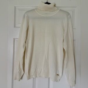 Calvin Klein Smooth Knit Turtleneck Sweater Women’s size M Cream